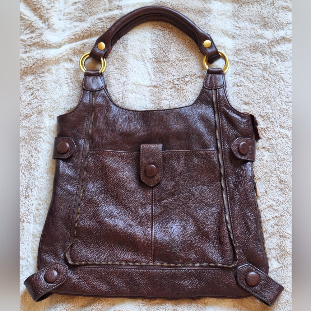 Amerileather Large Judelle Brown Shoulder Bag